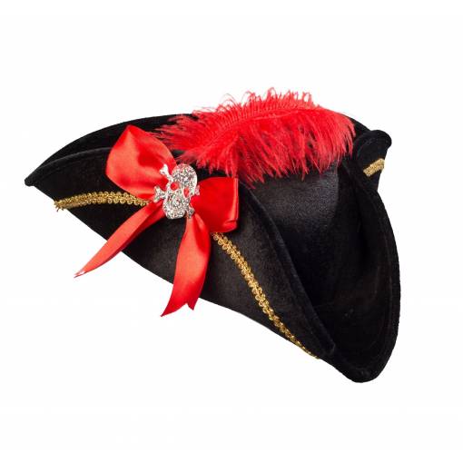 Foto - Dámský pirátský klobouk - Černý s peřím