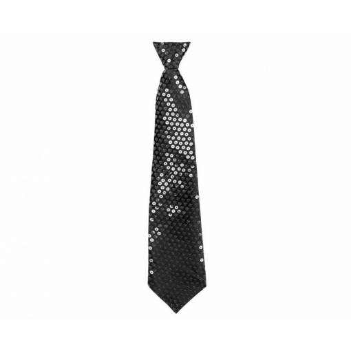 Foto - Flitrová kravata - Černá