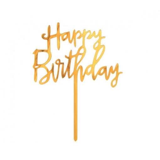 Akrylový dortový zápich - Happy Birthday, 1 kus
