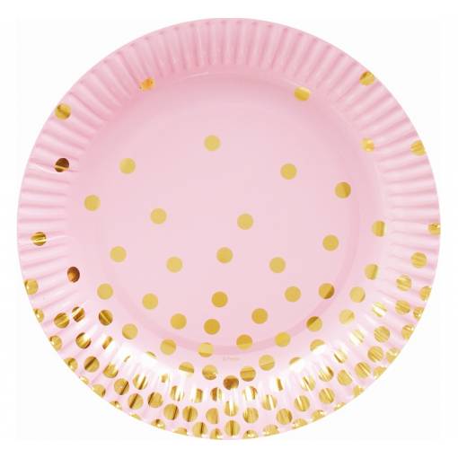 Papírové talířky - Puntíkaté růžové, 6 kusů